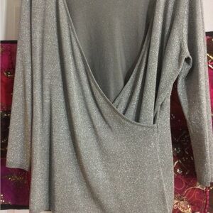 Silver sparkle wrap top